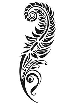 Tattoo template of a stylized intricate feather design