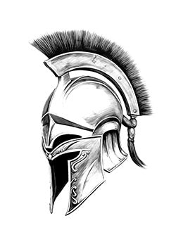 Tattoo template of a detailed Spartan helmet