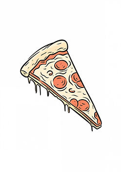 Tattoo template of a pepperoni pizza slice dripping with cheese