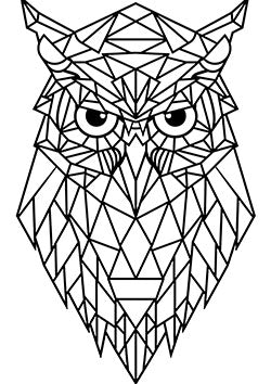 Tattoo template of a geometrically designed owl for a unique and bold tattoo piece