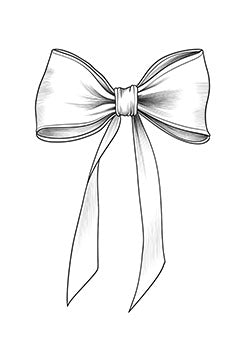 Tattoo template of a detailed ribbon bow with flowing tails symbolizing grace and delicacy