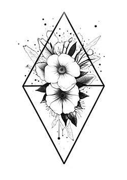 Tattoo template of a geometric floral design