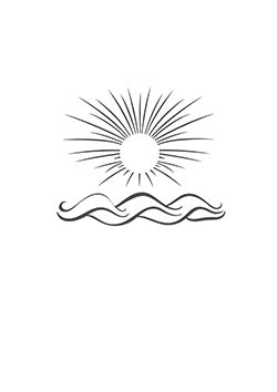 Tattoo template of a sun with rays and gentle waves