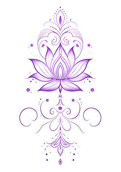 Tattoo template of a purple and delicate lotus flower design symbolizing balance and enlightenment