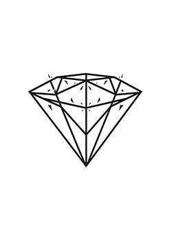 Tattoo template of a geometric diamond with angular lines and minimalist design