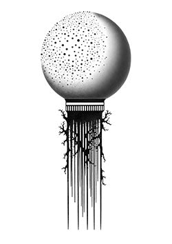 Tattoo template of a celestial sphere with dripping ink design