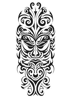 Tattoo template of a Maori tribal mask design