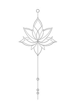 Tattoo template of a stylized lotus flower with minimalist design