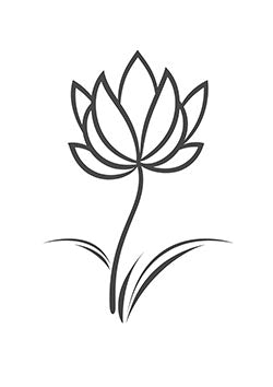 Tattoo template of a lotus flower in full bloom, representing purity and spiritual awakening.