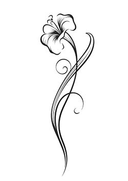 Tattoo template of a graceful floral design with a delicate bloom and flowing lines