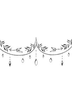 Tattoo template of a delicate garland with beads and leaves, symbolizing natural elegance and grace