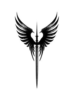 Tattoo template of a winged sword symbolizing protection and strength