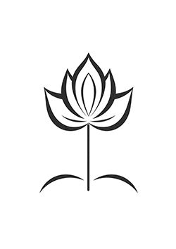 Tattoo template of a minimalist black lotus flower, symbolizing purity and rebirth