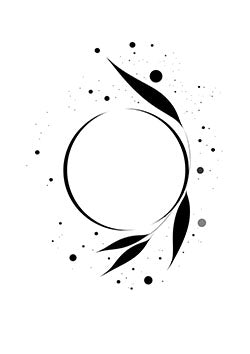 Tattoo template of an abstract celestial orbit with splatter elements