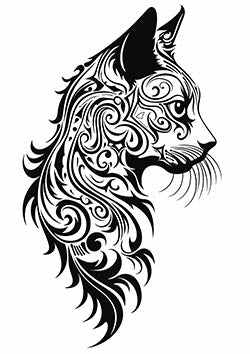 Tattoo template of a tribal wolf with ornamental patterns