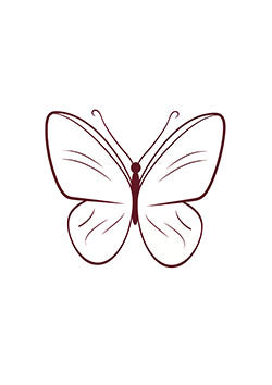 Tattoo template of a simplistic butterfly design with delicate lines and graceful curves