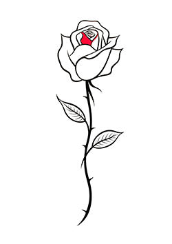 Tattoo template of a stylized rose with an eye center