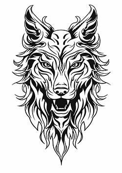 Tattoo template of a majestic lion with a flowing mane