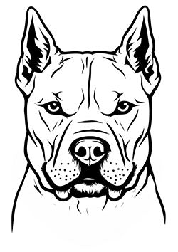 Tattoo template of a detailed dog portrait with intense gaze and strong features