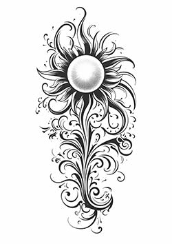 Tattoo template of a stylized sunflower with intricate details