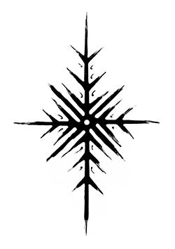 Tattoo template of a Nordic snowflake with sharp black ink lines