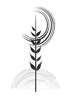 Tattoo template of a stylized feather with geometric lines