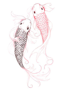 Tattoo template of elegant swimming koi fish