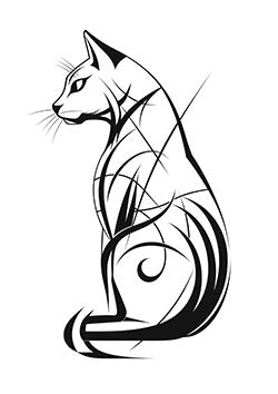 Tattoo template of a stylized elegant cat.