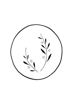 Tattoo template of a simplistic floral design within a circle