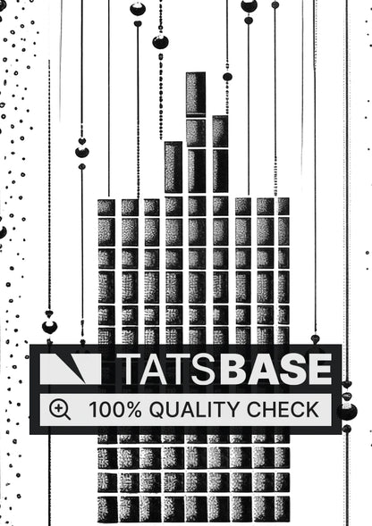 Tattoo template of a dotwork cityscape transforming into abstract depths