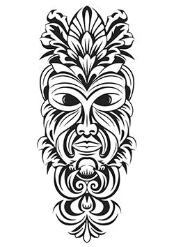 Tattoo template of a Maori tribal mask design