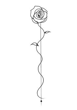 Tattoo template of a stylized rose with a long stem and elegant lines