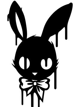 Tattoo template of a dripping bunny silhouette with a bow tie