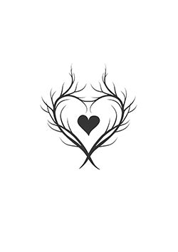 Tattoo template of a heart surrounded by tree branches