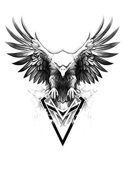 Tattoo template of an eagle with geometric shapes