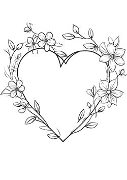 Tattoo template of a floral heart-shaped design