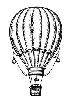 Tattoo template of a vintage hot air balloon conveying adventure and freedom