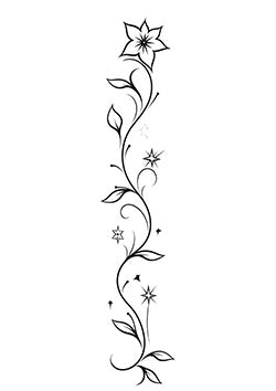 Tattoo template of a vine with flowers and leaves:aload=current_image