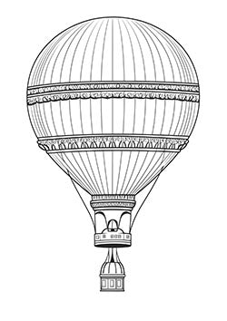 Tattoo template of a detailed hot air balloon with intricate patterns, symbolizing adventure and exploration