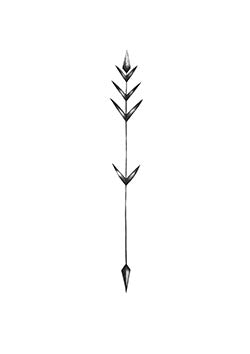 Tattoo template of a stylized arrow with detailed fletching