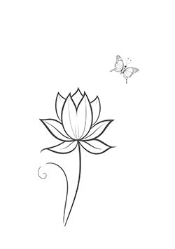 Tattoo template of a lotus flower with a butterfly