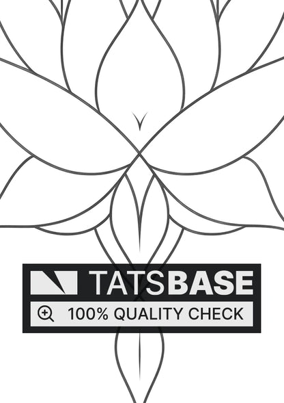 Tattoo template of a symmetrical lotus design with geometric elements