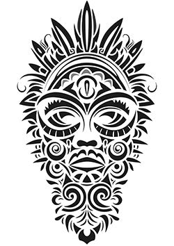 Tattoo template of a stylized tribal mask