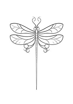 Tattoo template of a stylized delicate dragonfly.