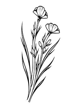 Tattoo template of a pair of wildflowers gracefully intertwined