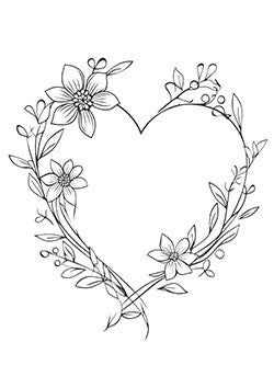 Tattoo template of a heart-shaped floral design