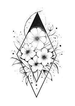 Tattoo template of geometric flowers design