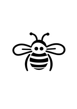 Tattoo template of a stylized bee with wings and antennae