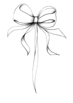 Tattoo template of a graceful bow with elegant ribbon details