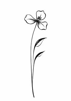 Tattoo template of a delicate flower with soft petals and graceful leaves